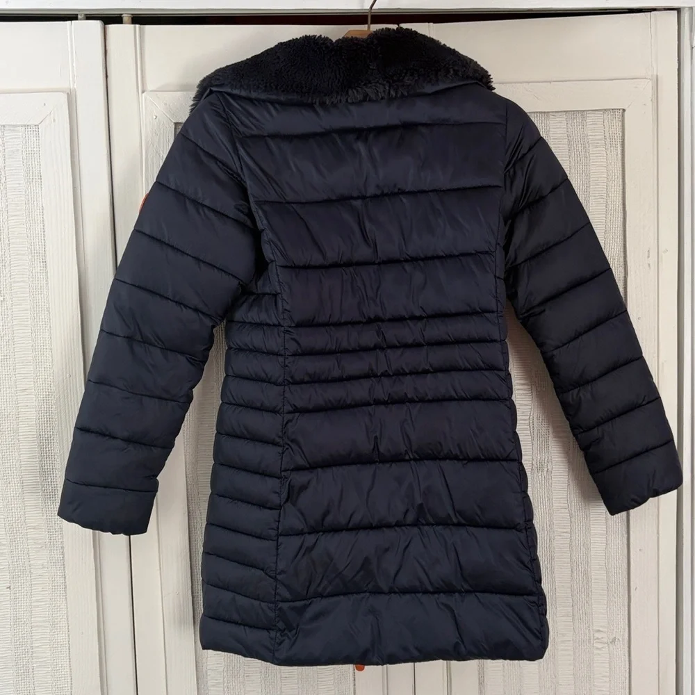 SAVE THE DUCK Long Quilted Jacket Girl Size 10 in navy